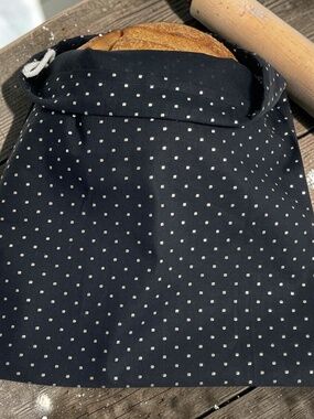 Organic Black Cotton Fabric Bread Bag, Reusable Sourdough Bread Keeper